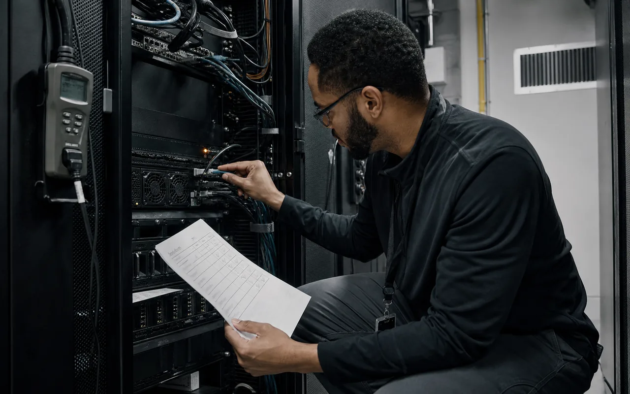 Representative infrastructure security audit inspecting server connections and capacity