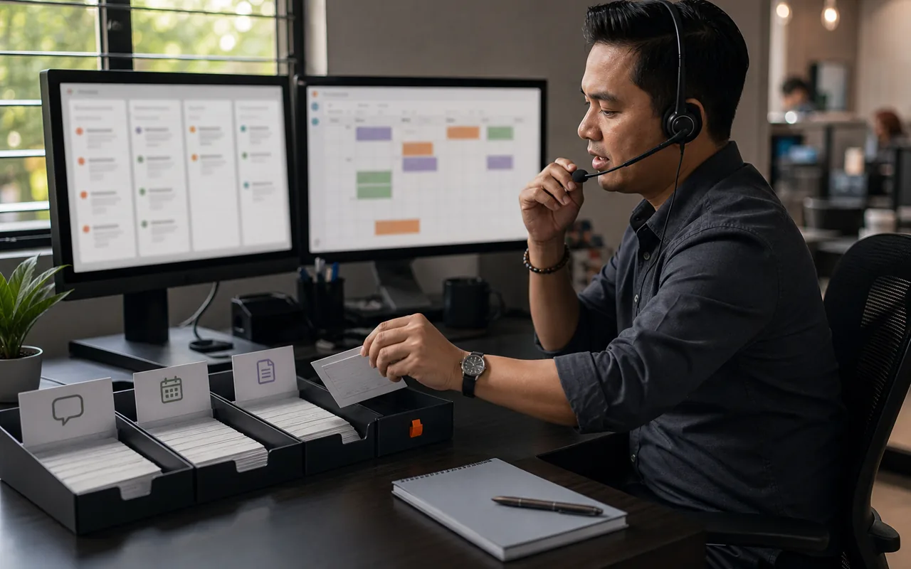 Representative multi-channel assistant workflow with human approval oversight