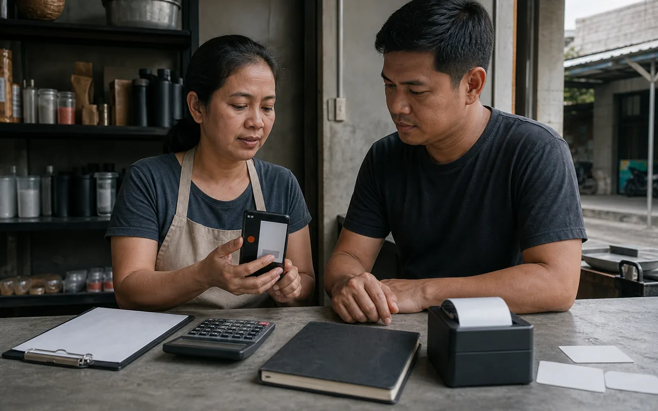 Representative mobile bookkeeping workflow with human review