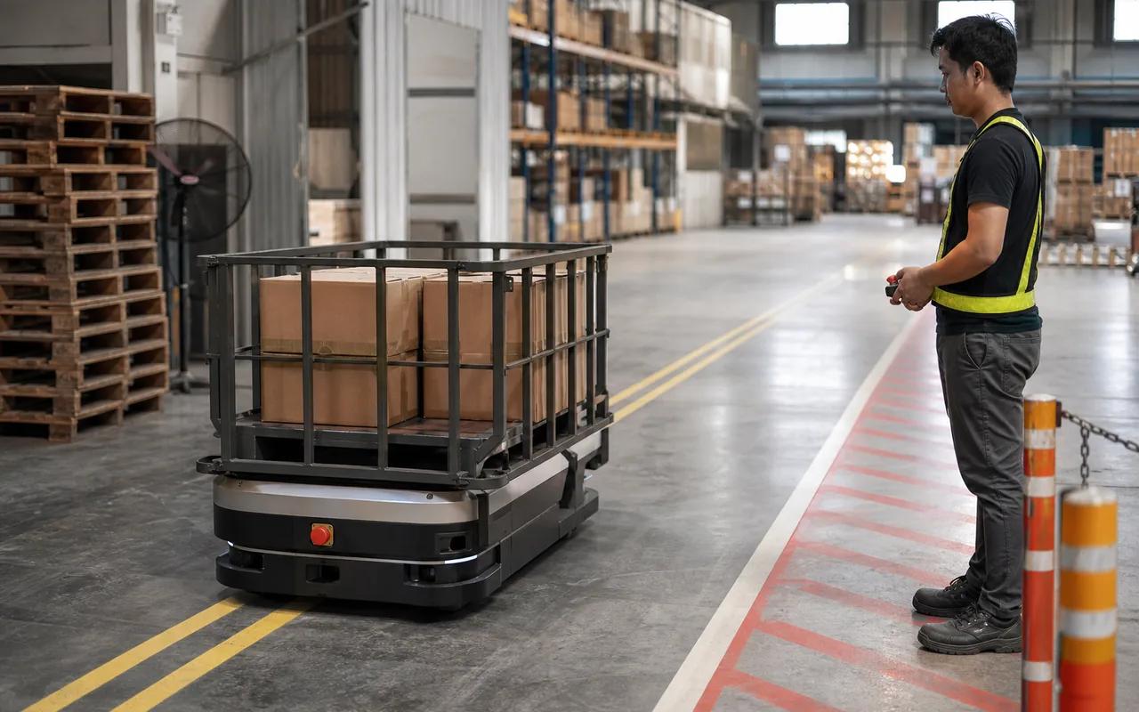 Representative warehouse automation with human safety oversight
