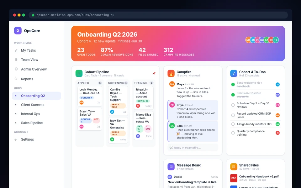 Representative real-time operations hub interface